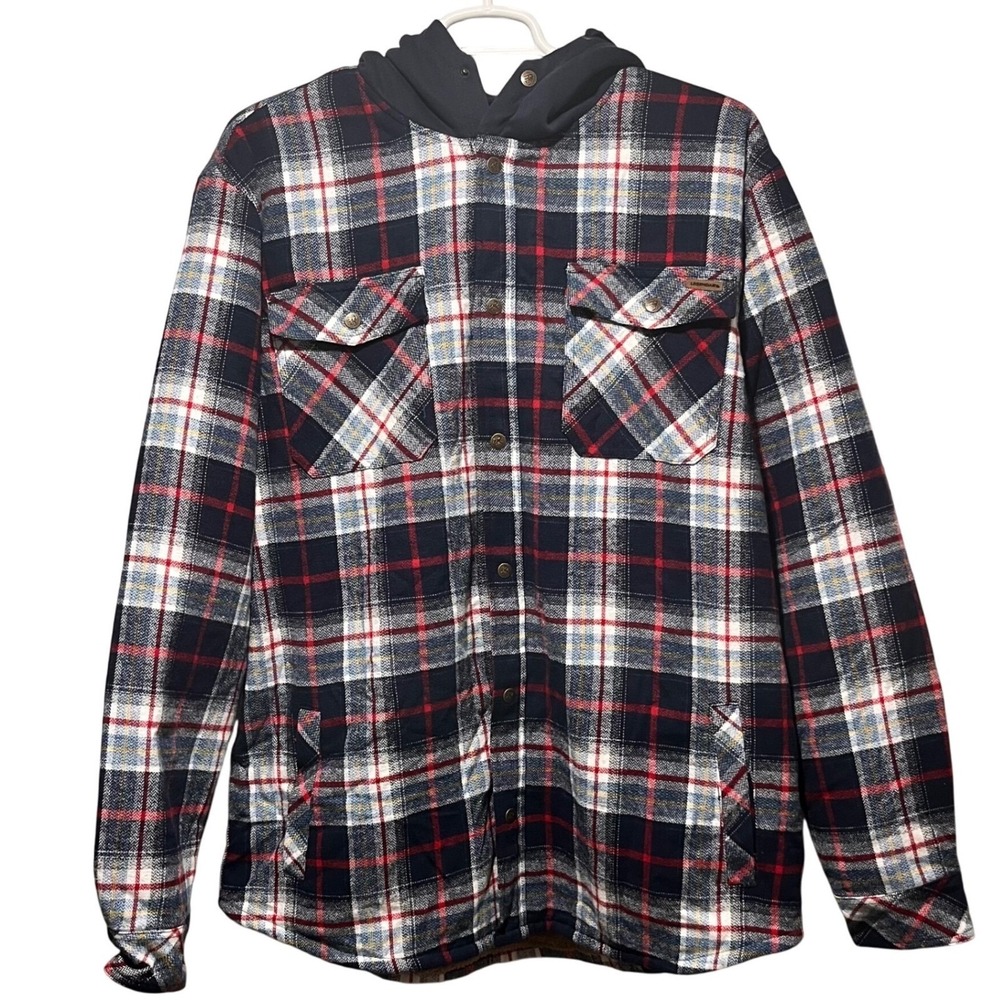 Legendary Whitetails Mens Flannel Lined Hooded Shirt Jacket 2XL‎ Navy Plaid